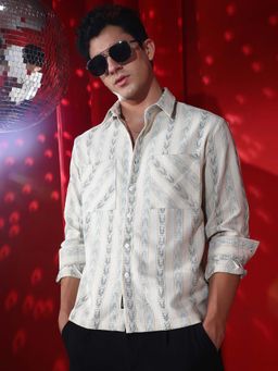 Campus Sutra - Men Off White Indie Utility Shirt