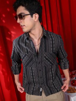 Campus Sutra - Men Midnight Black Indie Utility Shirt