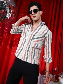 Campus Sutra - Men Multi-Color Indie-Striped Utility Shirt