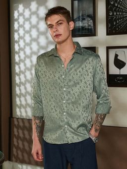 Campus Sutra - Men Green Mozaic-Tactile Shirt
