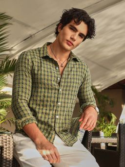 Campus Sutra - Men Green Glen Check Shirt