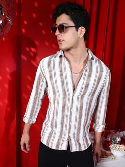Campus Sutra - Men White Indie-Striped Shirt