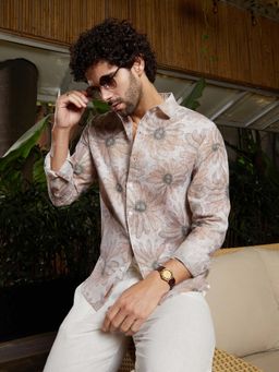 Campus Sutra - Men Chesntnut Brown Gloomy Daisy Shirt