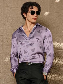 Campus Sutra - Men Amethyst Purple Triangle Block Shirt