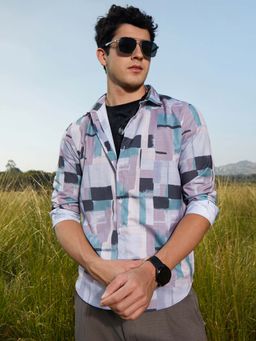 Campus Sutra - Men Multi-Color Cubic-Overlap Shirt