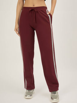 Femea - Women Maroon Solid Straight Trackpant