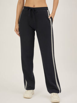 Femea - Women Navy Blue Solid Straight Trackpant