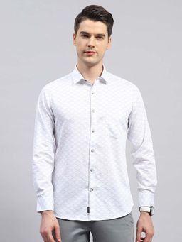 Monte Carlo - Men's White Printed Pure Cotton Shirt
