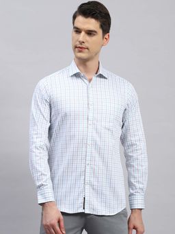 Monte Carlo - Men's Blue Checks Pure Cotton Shirt