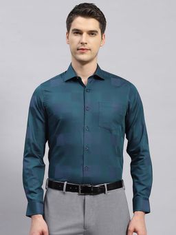 Monte Carlo - Men's Blue Checks Pure Cotton Shirt