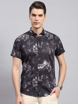 Monte Carlo - Men's Black Printed Pure Cotton Shirt