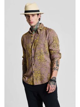 Snitch - Brown Floral Slim Casual Shirt