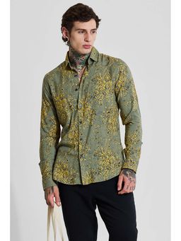 Snitch - Green Floral Slim Casual Shirt