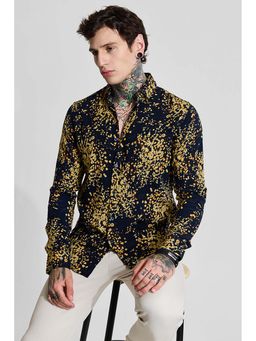 Snitch - Navy Floral Slim Casual Shirt