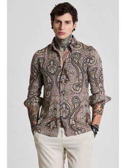 Snitch - Purple Paisley Slim Casual Shirt