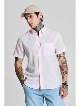 Snitch - Pastel Pink Solid Half Sleeves Slim Casual Shirt