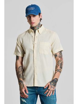Snitch - Light Yellow Solid Half Sleeves Slim Casual Shirt