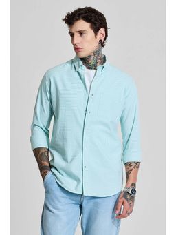 Snitch - Mint Green Micro Check Slim Casual Shirt