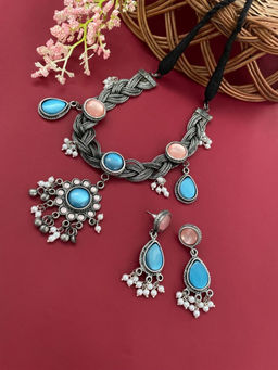 Digital Dress Room - Oxidize Necklace Set Enamel Pearl Design