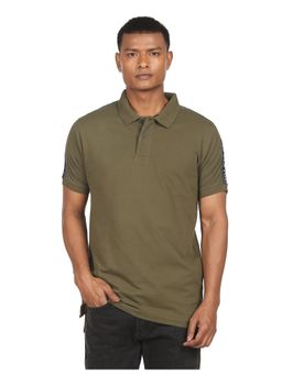 Arrow Newyork - Men Olive Pique Brand Tape Polo T-Shirt