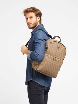 Guess - Men Beige Printed PU Backpack