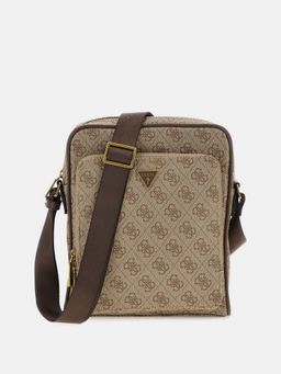 Guess - Men Beige Printed PU Crossbody Bag