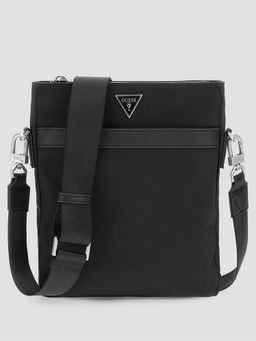 Guess - Men Black Solid Polyamide Cross Body Bag with Detachable Strap