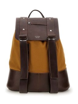 Guess - Men Brown Color-Blocked Cotton Blend Backpack