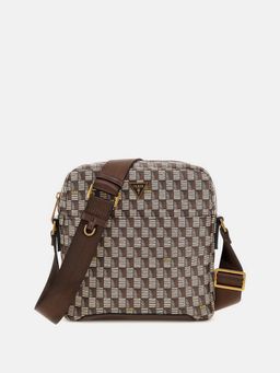 Guess - Men Brown Printed PU Crossbody Bag