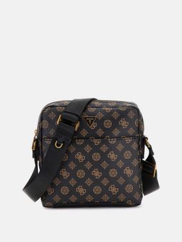 Guess - Men Black Printed PU Crossbody Bag