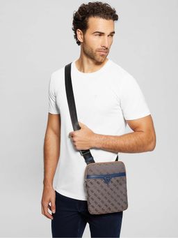 Guess - Men Blue Printed PU Crossbody Bag
