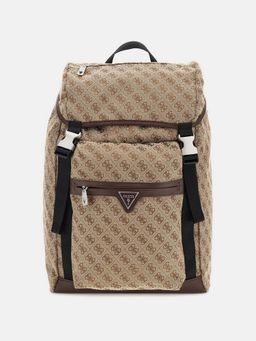 Guess - Men Beige Printed Polyester Backpack
