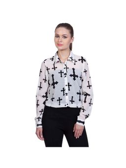StyleStone - Women Glam Dollz Cross White Shirt