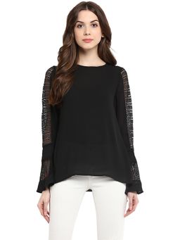 StyleStone - Women Solid Polyester Black Top