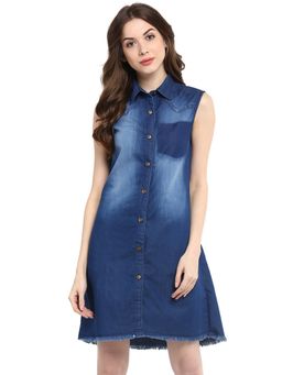 StyleStone - Women Washed Denim Blue Dress