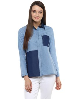 StyleStone - Women Denim Shirt Style Blue Top