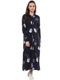 StyleStone - Women Shirt Calf Length Blue Dress