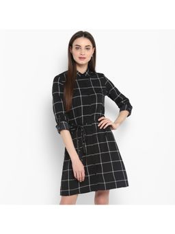 StyleStone - Women Check Shirt Black Dress