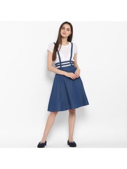 StyleStone - Women Pinafore Knee Length Blue Dress