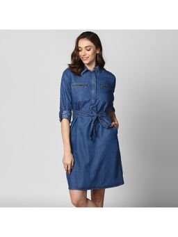 StyleStone - Women Shirt Above Knee/Mid Thigh Length Blue Dress