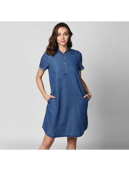 StyleStone - Women Shirt Above Knee Length Blue Dress