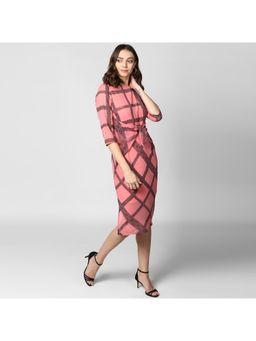 StyleStone - Women Fit and Flare Knee Length Pink Dress
