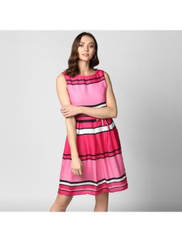 StyleStone - Women Fit and Flare Above Knee Length Pink Dress
