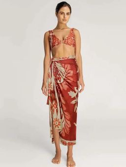 Addery - Island Bloom High Waist Bikini with Bra & Sarong Set