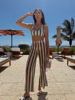 Addery - Palm Breeze Striped Bra with Panty & Pant