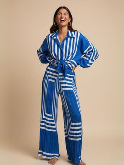 WomanLikeU - Blue Printed Co-Ord Set