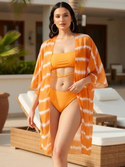 WomanLikeU - Orange Bra with Panty & Cover Up