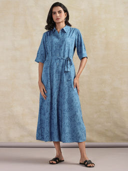 Cream - Crtiah Blue Floral Midi Dress