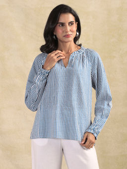Cream - CRTiah Boho Blue Stripes Tops