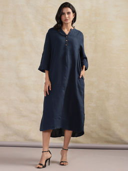 Cream - Crbellis Caftan Blue Solid Midi Dress